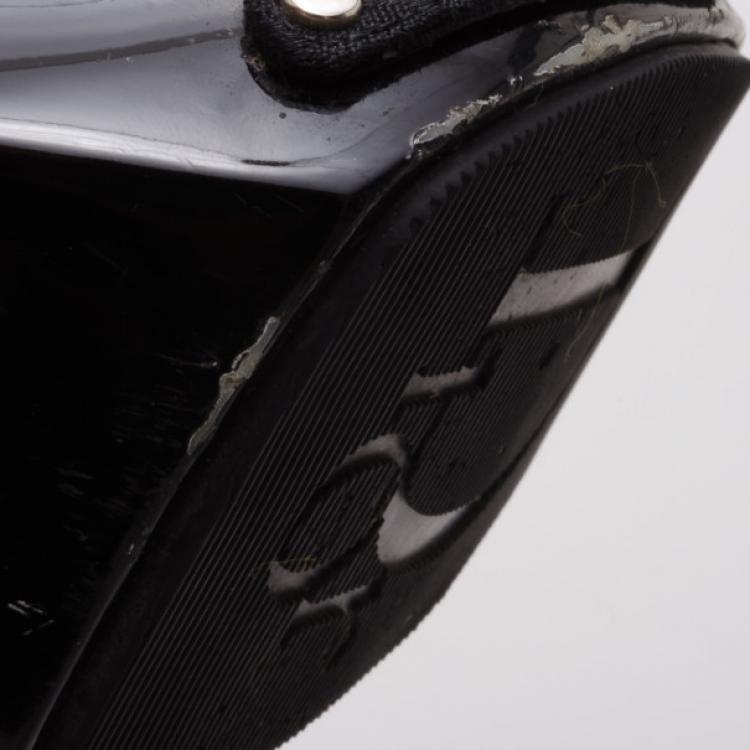 Pre Owned Dior Black Embroidered Slides Size 38