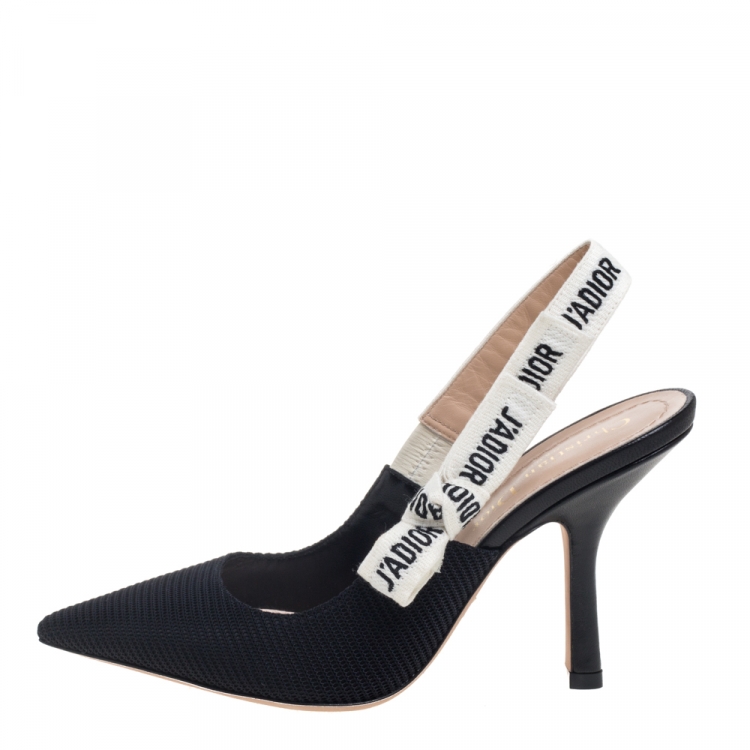Pre Owned Dior Black Textured Fabric J'Adior Singback Pumps Size 35.5