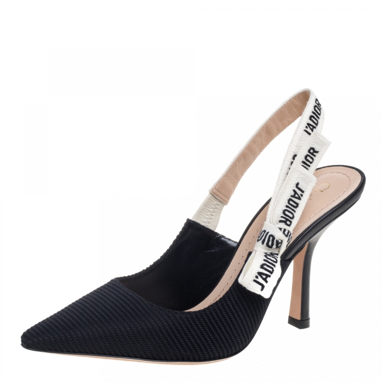 Pre Owned Dior Black Textured Fabric J'Adior Singback Pumps Size 35.5