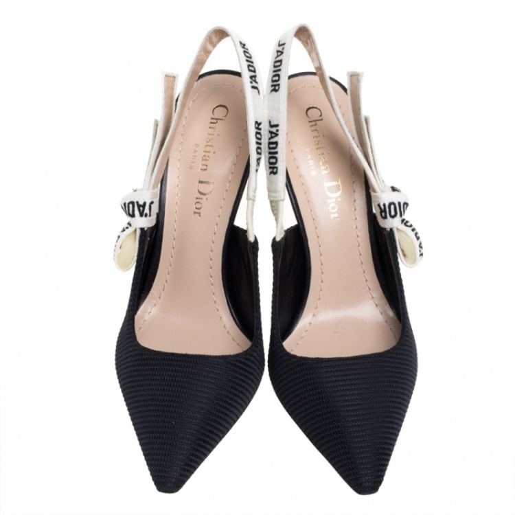 Pre Owned Dior Black Textured Fabric J'Adior Singback Pumps Size 35.5