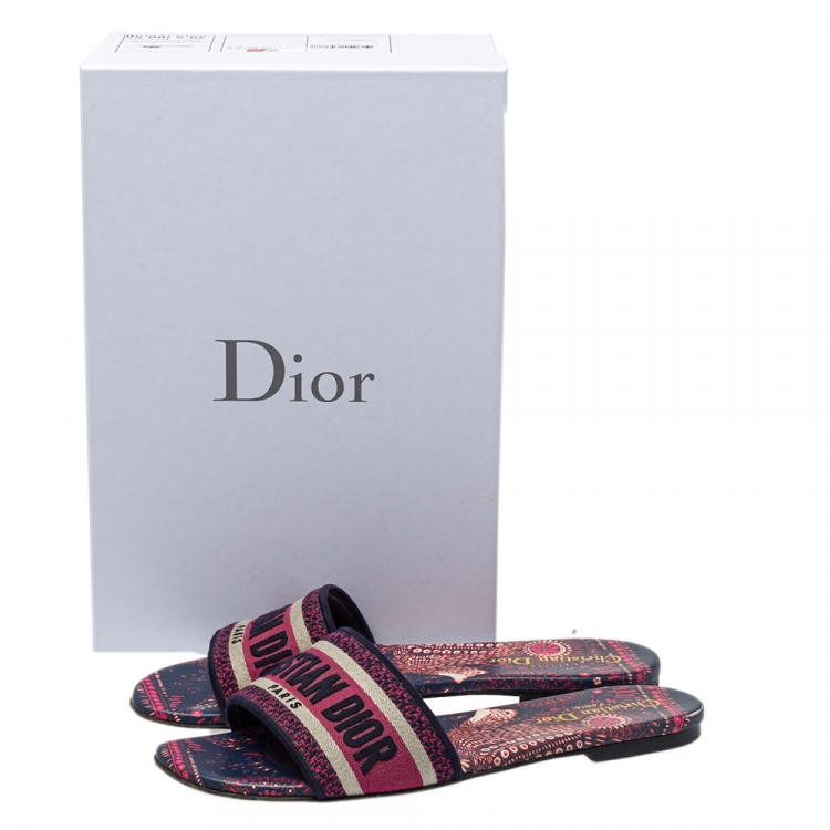Pre Owned Dior Multicolor Canvas Dway Slide Sandals Size 39.5