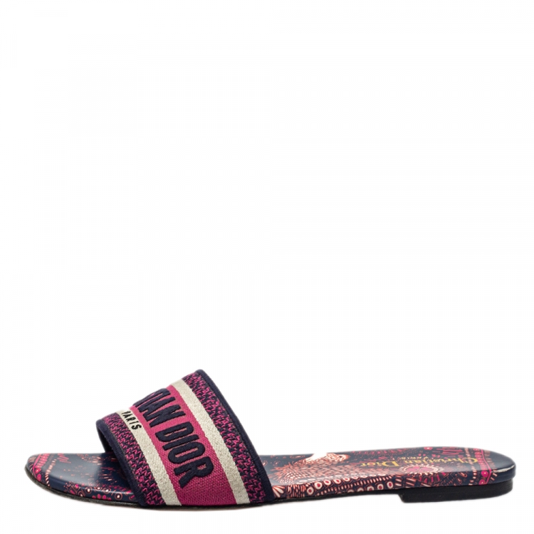 Pre Owned Dior Multicolor Canvas Dway Slide Sandals Size 39.5