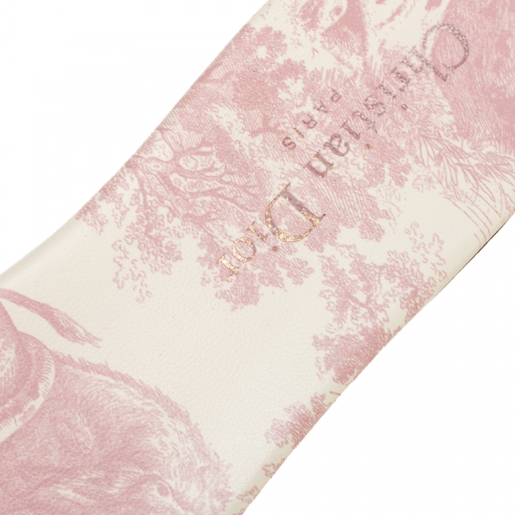 Pre Owned Dior Light Pink Fabric Dway Logo Embroidered Flat Slides Size 39