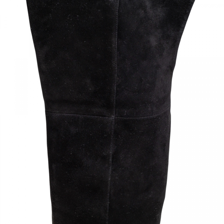 Pre Owned Dior Black Suede Knee Length Boots Size 37.5