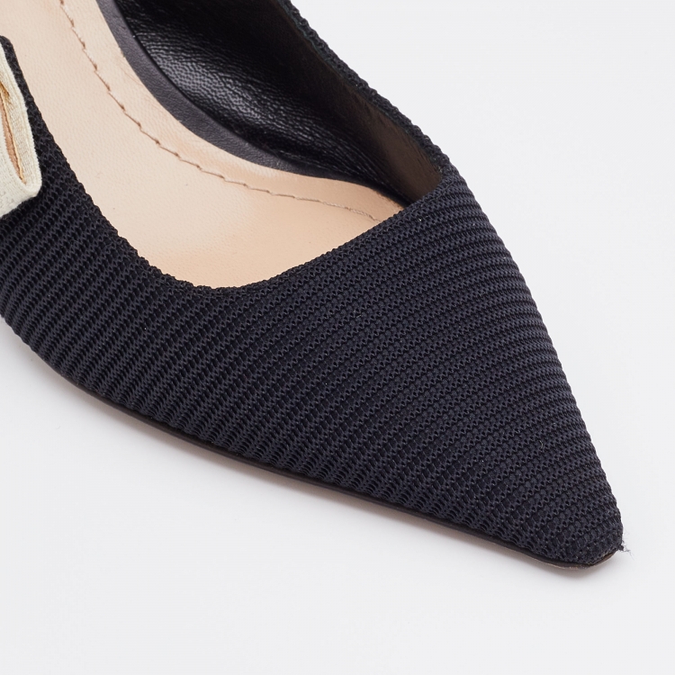 Pre Owned Dior Black Technical Fabric J'adior Slingback Pumps Size 37.5
