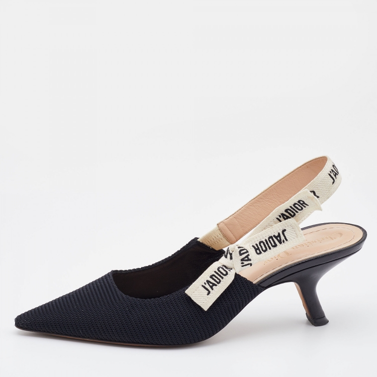 Pre Owned Dior Black Technical Fabric J'adior Slingback Pumps Size 37.5