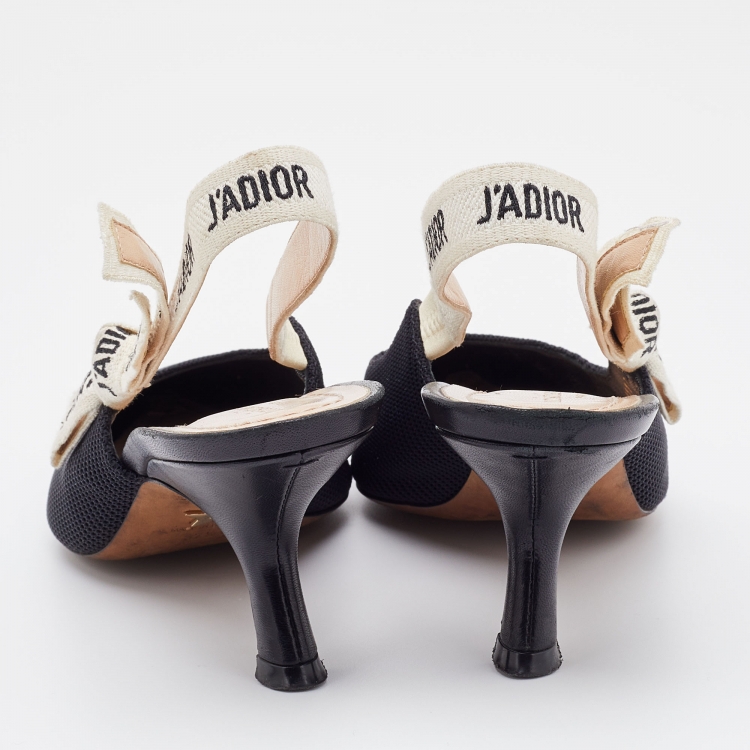 Pre Owned Dior Black Technical Fabric J'adior Slingback Pumps Size 37.5