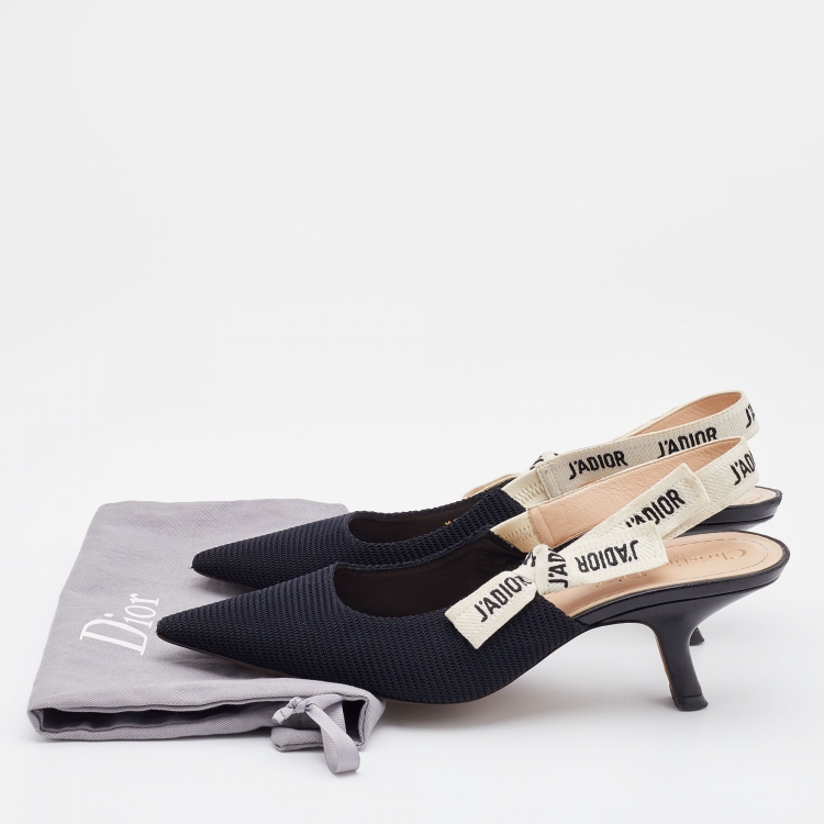 Pre Owned Dior Black Technical Fabric J'adior Slingback Pumps Size 37.5