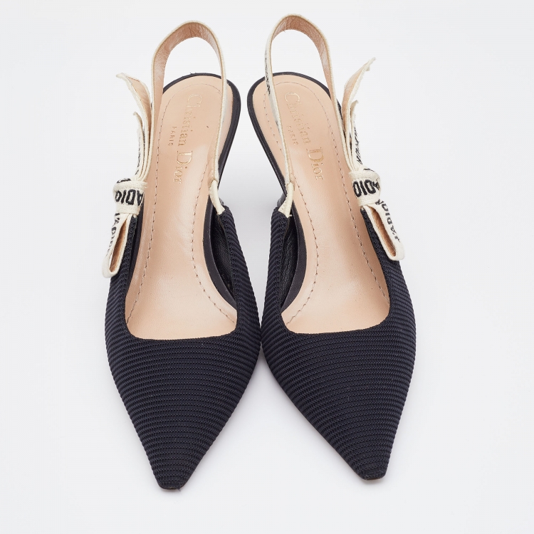 Pre Owned Dior Black Technical Fabric J'adior Slingback Pumps Size 37.5