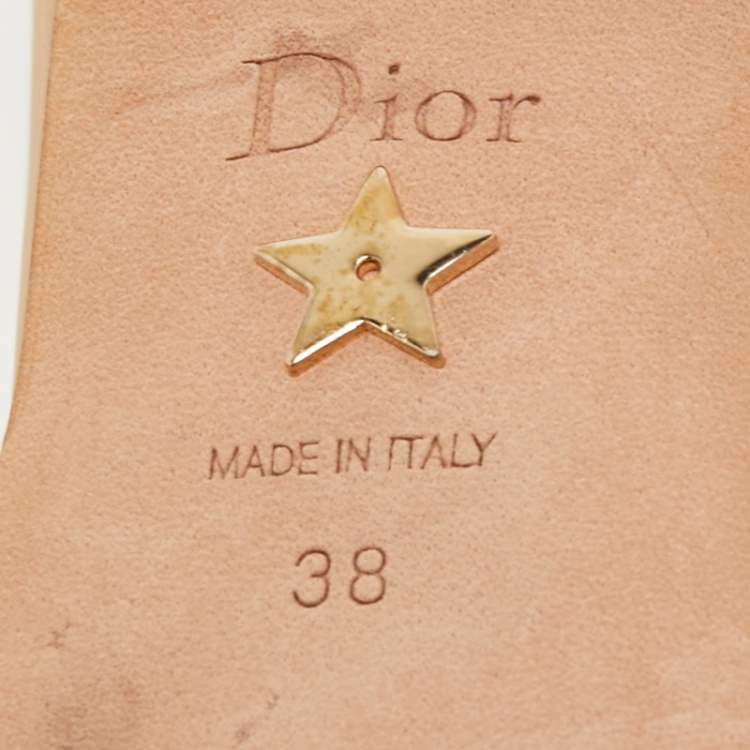 Pre Owned Dior Beige Patent Leather J'adior Slingback Flats Size 38