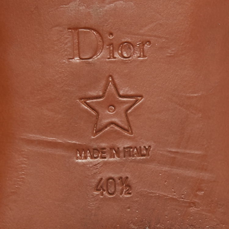 Pre Owned Dior Burgundy Embroidered Canvas Dway Flat Slides Size 40.5