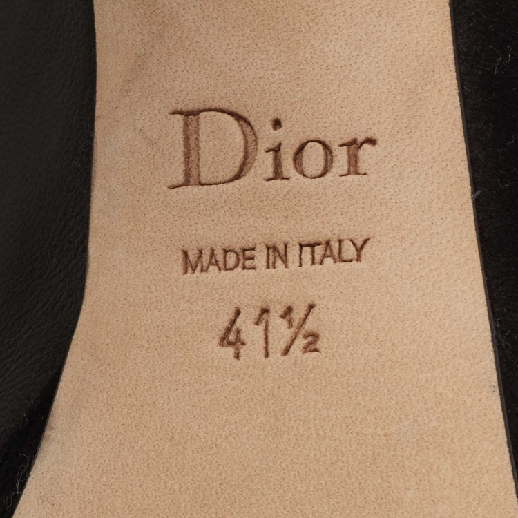 Pre Owned Dior Black Leather and Suede Twisted Bow Peep Toe Platform Pumps Size 41.5