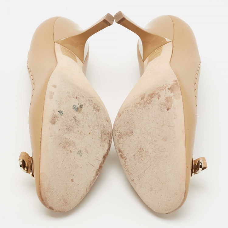 Pre Owned Dior Beige Leather Bow Pumps Size 40