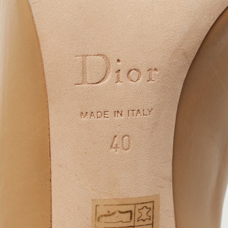 Pre Owned Dior Beige Leather Bow Pumps Size 40