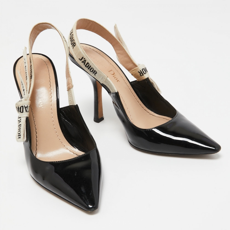 Pre Owned Dior Black Patent  J'adior Slingback Pumps Size 36