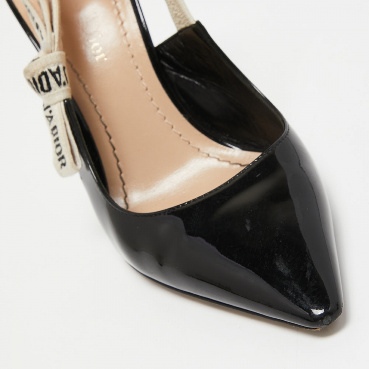 Pre Owned Dior Black Patent  J'adior Slingback Pumps Size 36