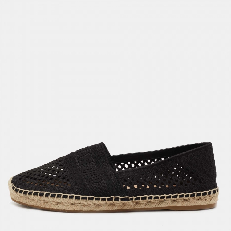 Pre Owned Dior Black Canvas Granville Espadrille Flats Size 39