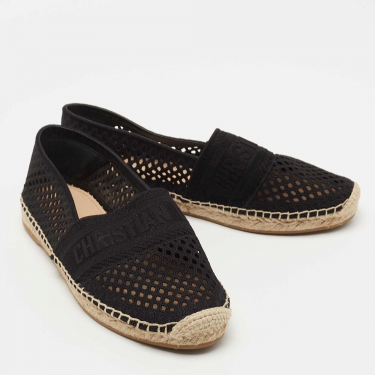 Pre Owned Dior Black Canvas Granville Espadrille Flats Size 39