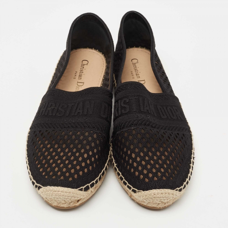 Pre Owned Dior Black Canvas Granville Espadrille Flats Size 39