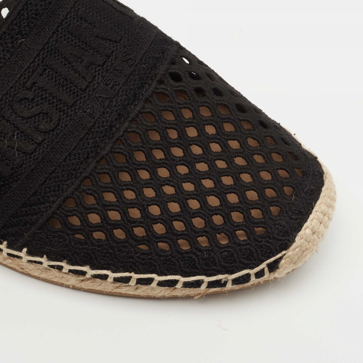 Pre Owned Dior Black Canvas Granville Espadrille Flats Size 39