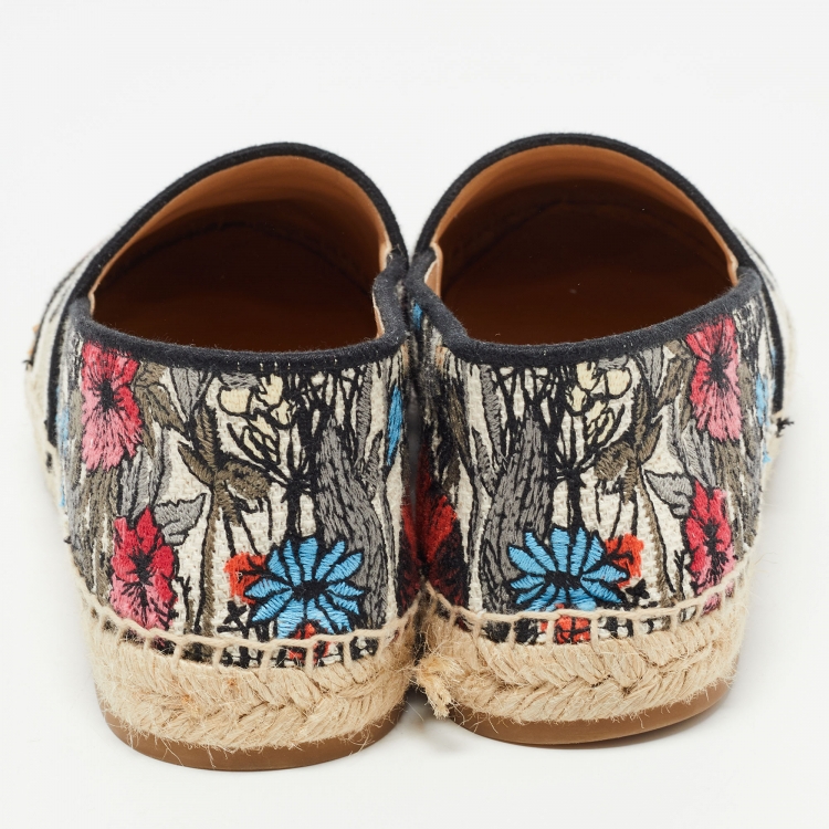 Pre Owned Dior Multicolor Canvas Jardin d'Hiver Granville Espadrille Flats Size 40