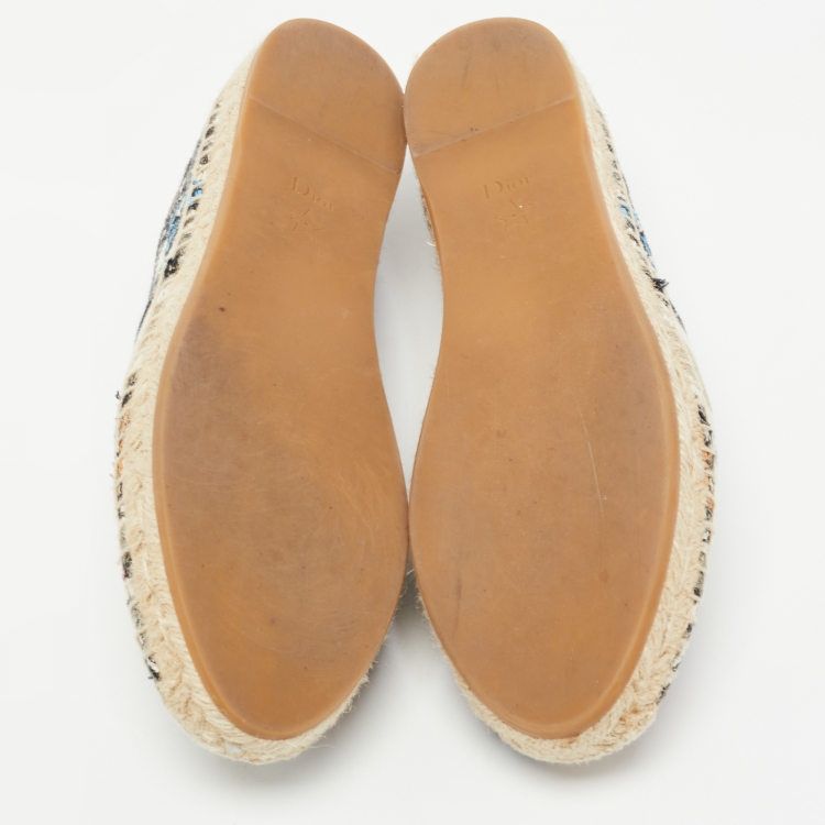 Pre Owned Dior Multicolor Canvas Jardin d'Hiver Granville Espadrille Flats Size 40