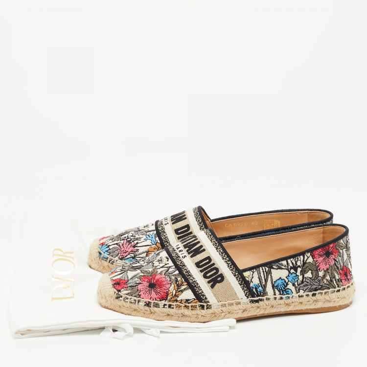 Pre Owned Dior Multicolor Canvas Jardin d'Hiver Granville Espadrille Flats Size 40