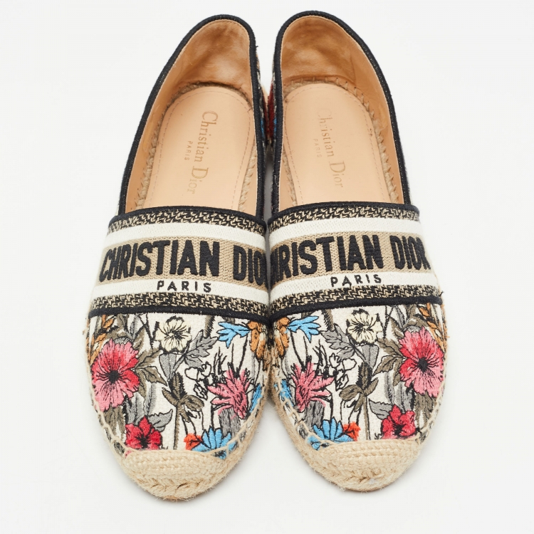Pre Owned Dior Multicolor Canvas Jardin d'Hiver Granville Espadrille Flats Size 40