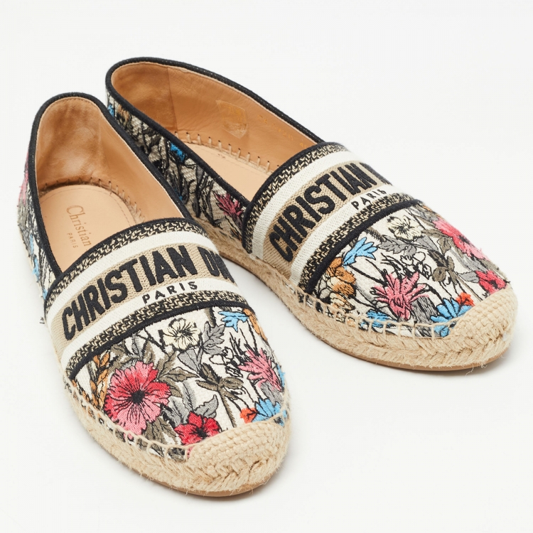 Pre Owned Dior Multicolor Canvas Jardin d'Hiver Granville Espadrille Flats Size 40