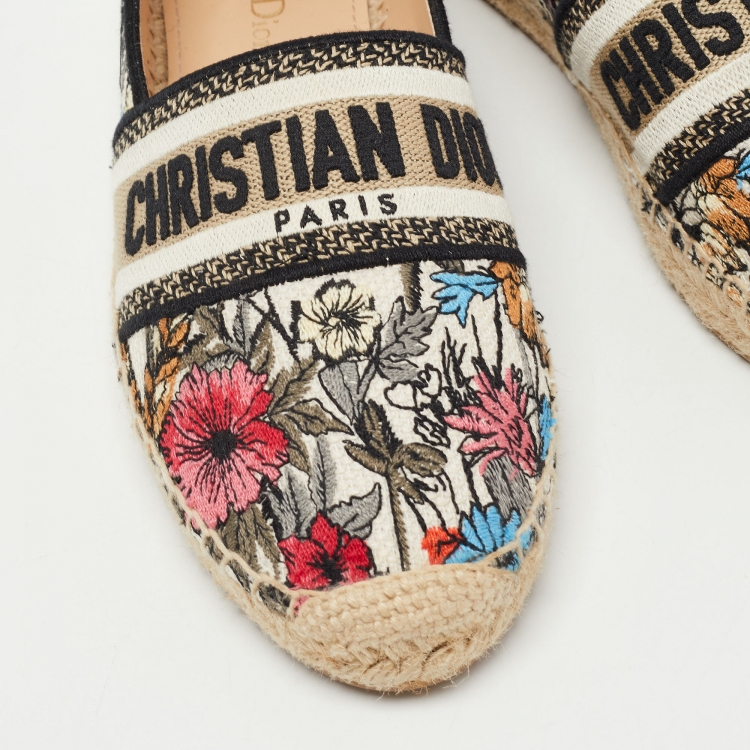Pre Owned Dior Multicolor Canvas Jardin d'Hiver Granville Espadrille Flats Size 40