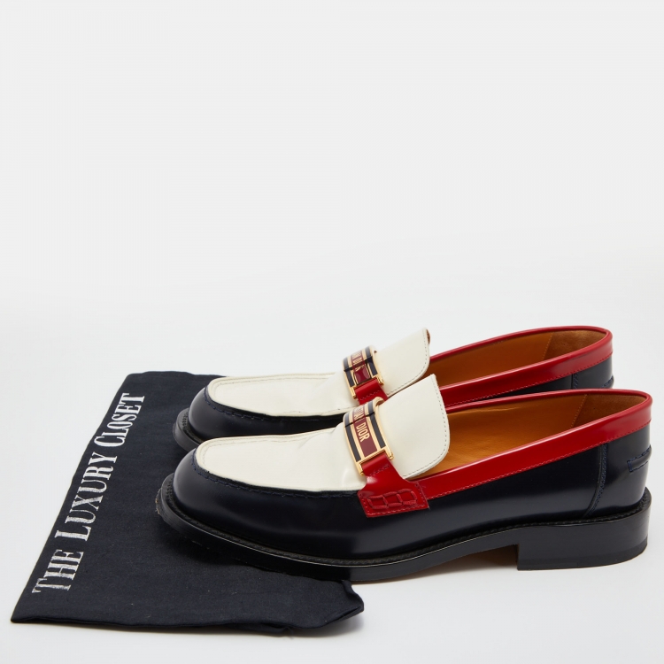Pre Owned Dior Multicolor Leather Code Slip On Loafers Size 38.5