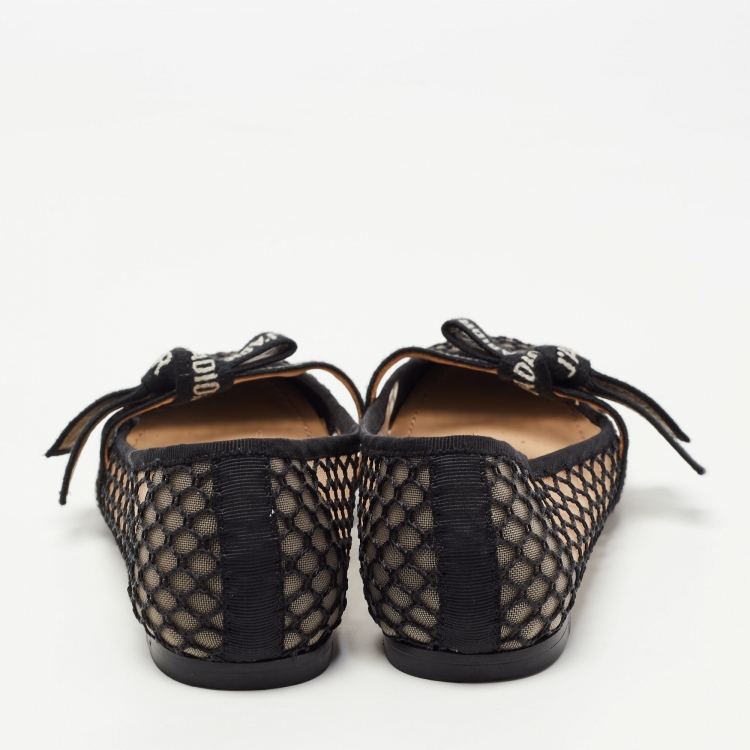 Pre Owned Dior Black Mesh Miss J'adior Ballet Flats Size 35