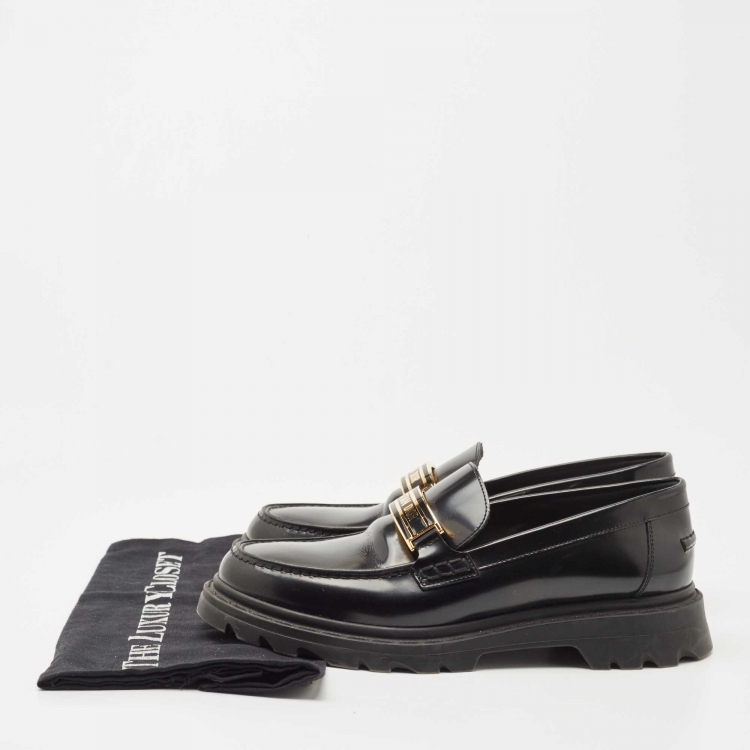 Pre Owned Dior Black Patent Leather Code Loafers Size 38