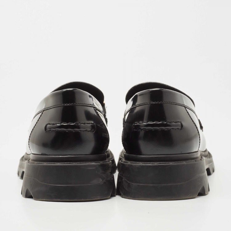 Pre Owned Dior Black Patent Leather Code Loafers Size 38