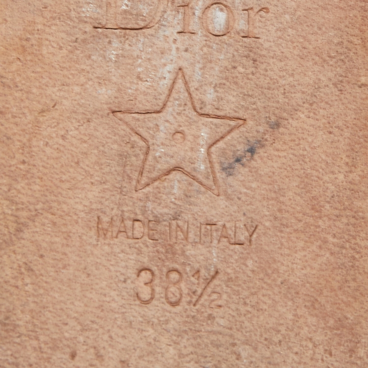 مملوكة مسبقًا Dior Tricolor Logo Embroidered Canvas Dway Flat Slides Size 38.5