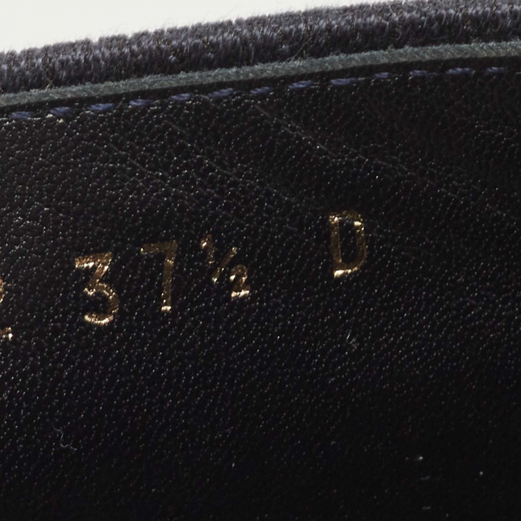 Pre Owned Dior Navy Blue/White Canvas Granville Espadrille Flats Size 37.5