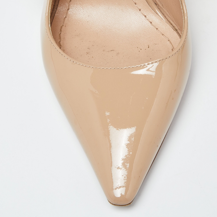 Pre Owned Dior Beige Patent Leather J'adior Slingback Pumps Size 37