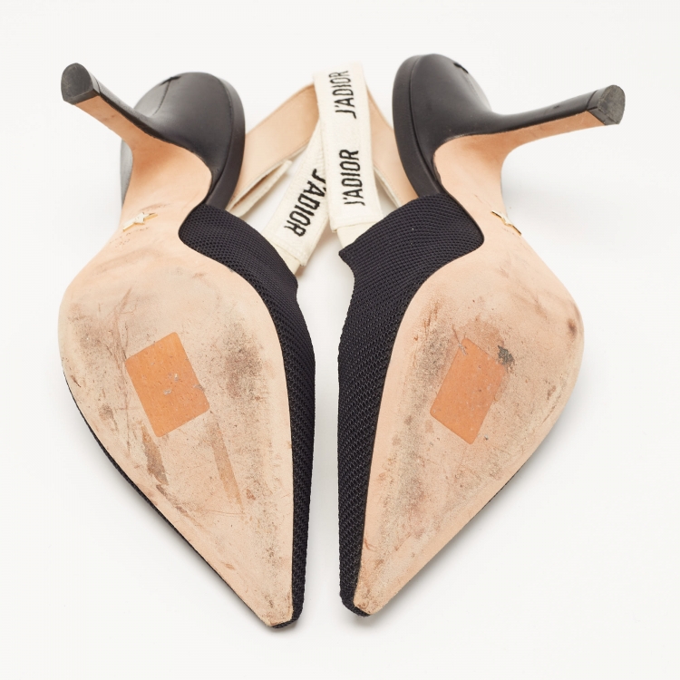 Pre Owned Dior Black Technical Fabric J'Adior Slingback Pumps Size 38