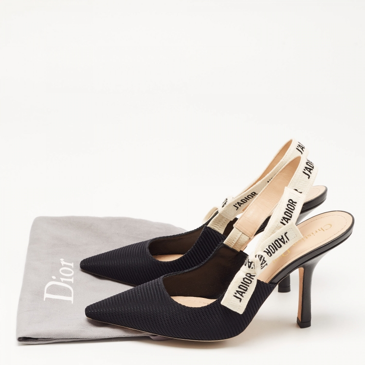 Pre Owned Dior Black Technical Fabric J'Adior Slingback Pumps Size 38