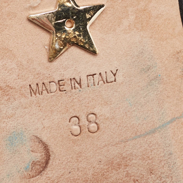 Pre Owned Dior Beige/Black Mesh and Suede J'Adior Slingback Flats Size 38