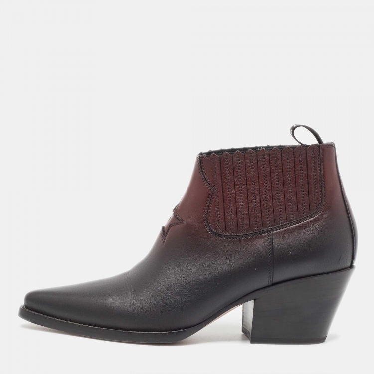 Dior Black/Burgundy Leather Dior L.A Ankle Boots Size 38 Dior | The Luxury  Closet