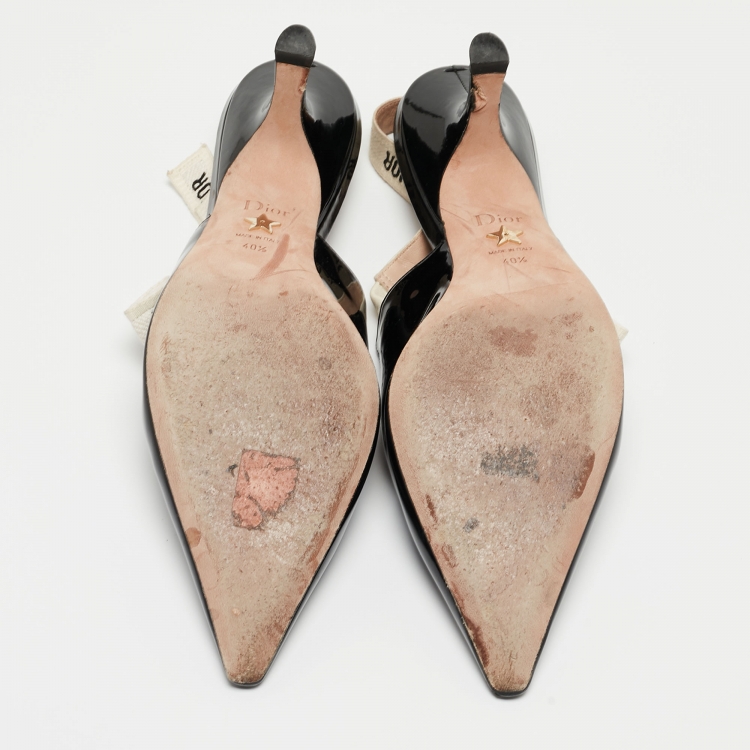 Pre Owned Dior Black Patent Leather J'adior Slingback Pumps Size 40.5