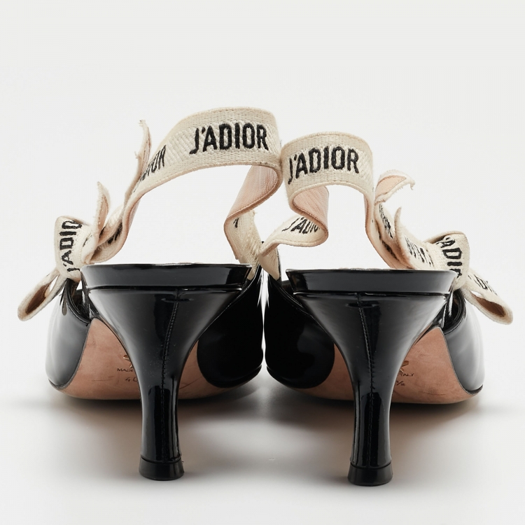 Pre Owned Dior Black Patent Leather J'adior Slingback Pumps Size 40.5