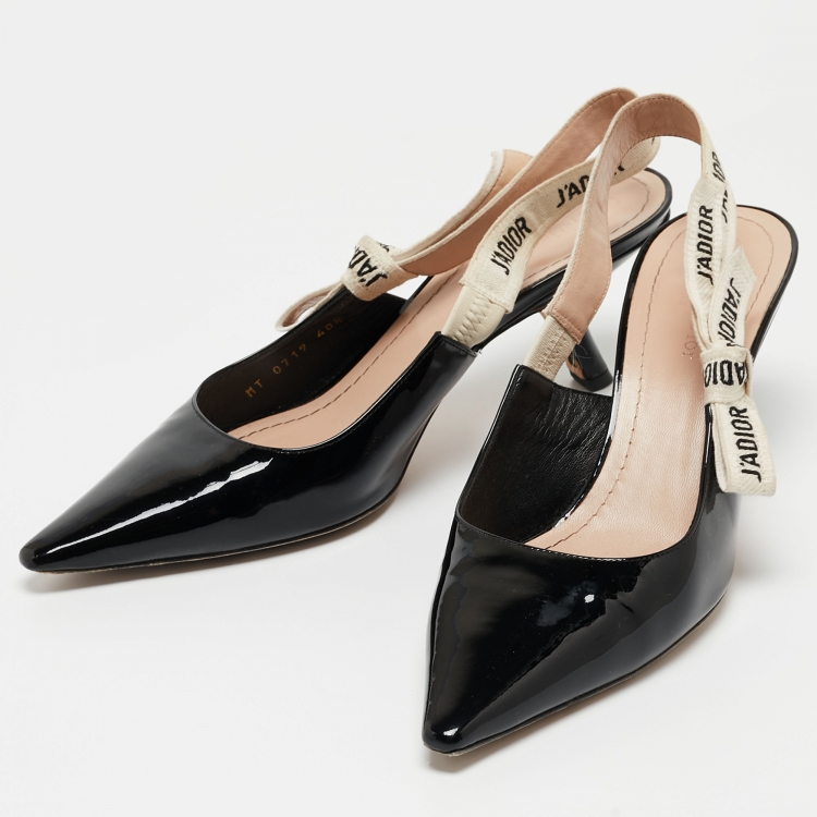 Pre Owned Dior Black Patent Leather J'adior Slingback Pumps Size 40.5
