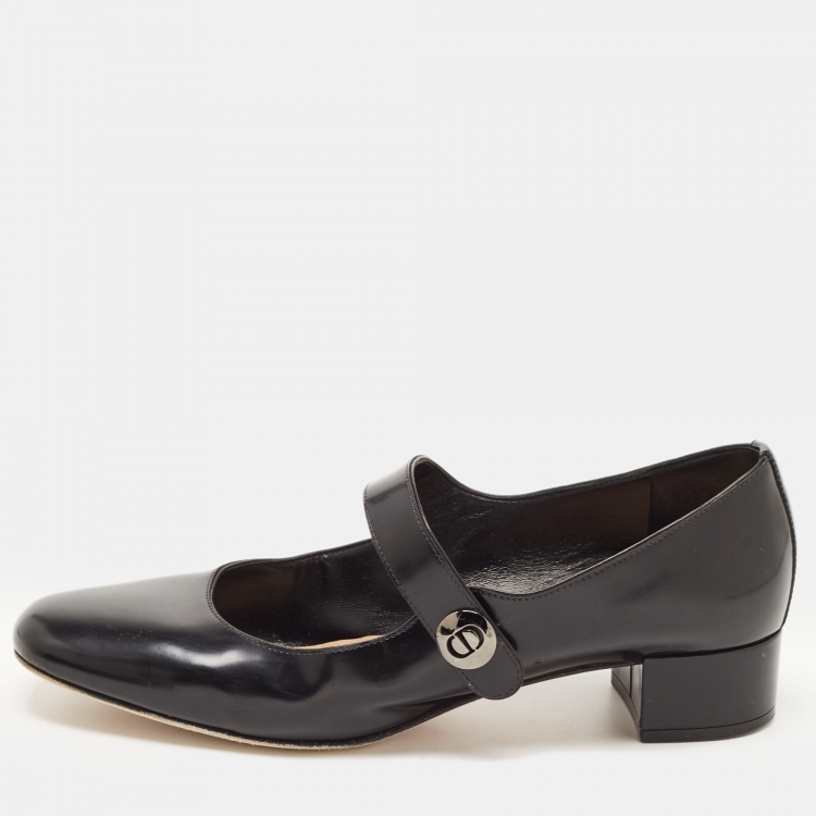 Pre Owned Dior Black Leather D-Doll Mary Jane Ballet Flats Size 39