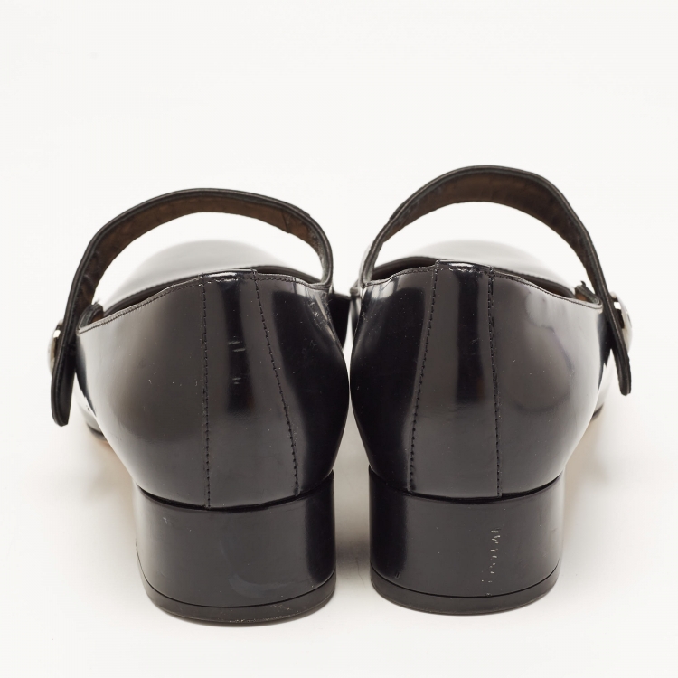 Pre Owned Dior Black Leather D-Doll Mary Jane Ballet Flats Size 39