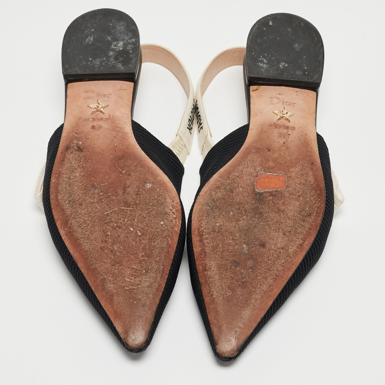 Pre Owned Dior Black Technical Fabric J'adior Slingback Flats Size 37
