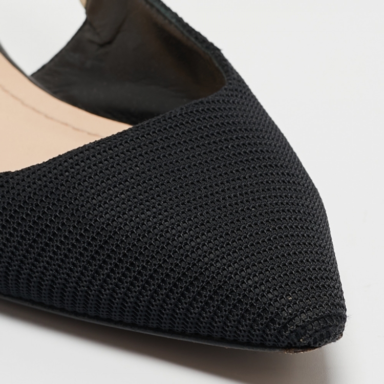Pre Owned Dior Black Technical Fabric J'adior Slingback Flats Size 37