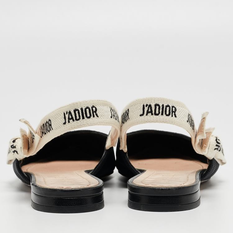 Pre Owned Dior Black Technical Fabric J'adior Slingback Flats Size 37