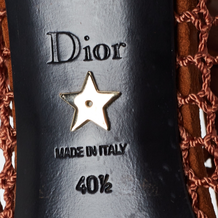 Pre Owned Christian Dior Brown Suede and Mesh Accents Knee Boots Size 40.5